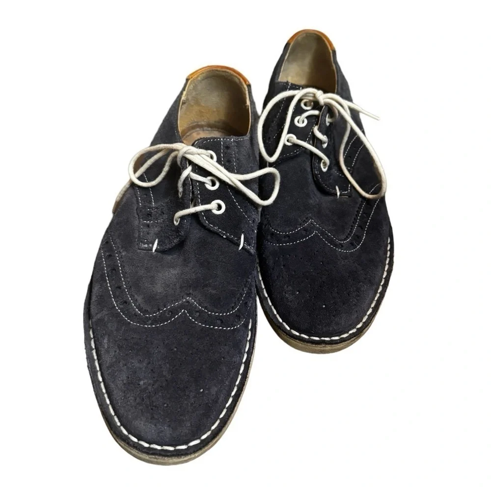 TED BAKER LONDON Men's US 8 Suede Leather Wingtip Oxford Derby Shoes Jamfro Blue